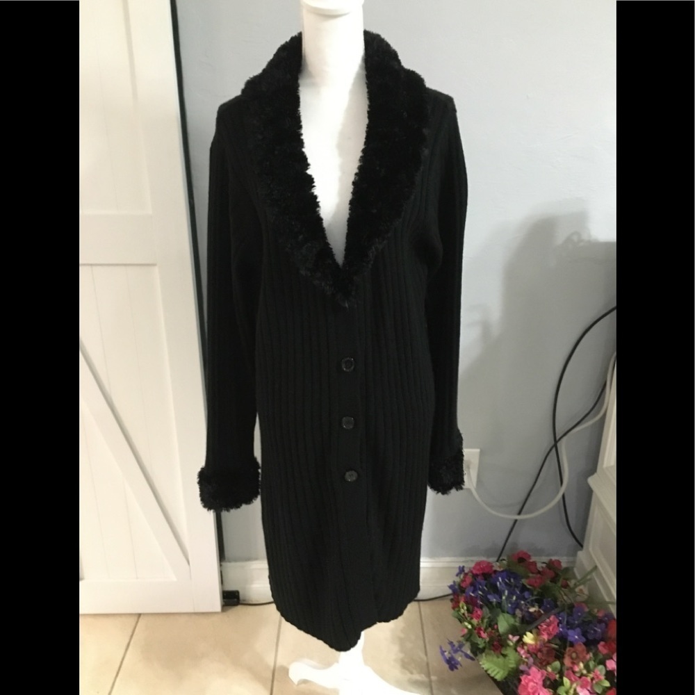 Cato, sweater cardigan, black, knitted Button up. Size 22-24W